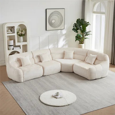 Indoor Couch, Upholstered Sofa for Home, Curved Corner Sectional Sofa for Living Room, Bedroom, and Office | Wayfair North America