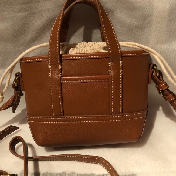 NWT Adorable J Crew brown mini tote crossbody with fabric tie closure | Poshmark