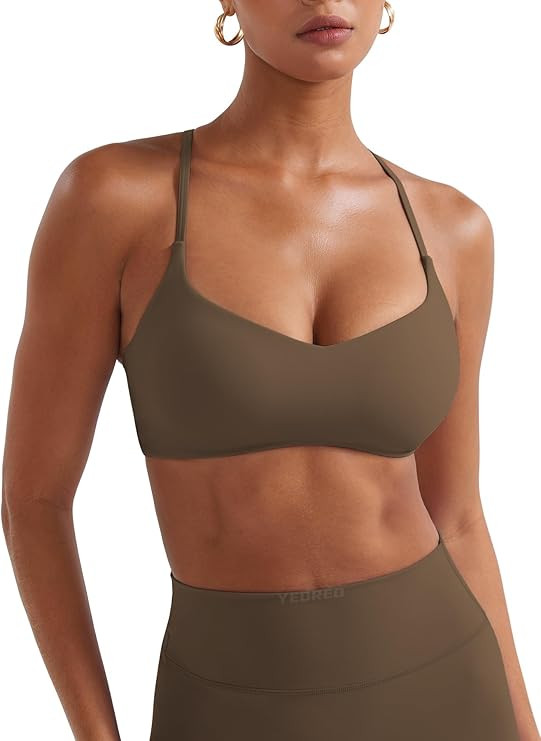YEOREO Y Back Sports Bras for Women Padded Racerback Bra Paisely Light Impact Adjustable Straps G... | Amazon (US)