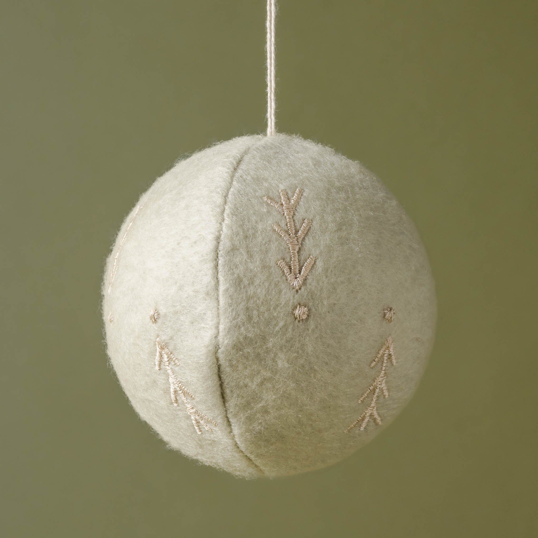 Felt Ball Embroidered Ornament | Magnolia