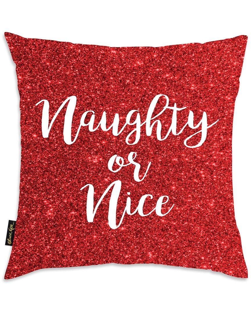 Oliver Gal Naughty Or Nice Glitter Decorative Pillow | Gilt