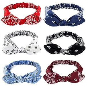 Carede 6 Pack Elastic Paisley Bandana Knot Headbands Rabbit Ear Bow Headband Turban Headwraps Hai... | Amazon (US)