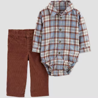 Carter's Just One You® Baby Boys' Plaid Top & Bottom Set - Brown | Target