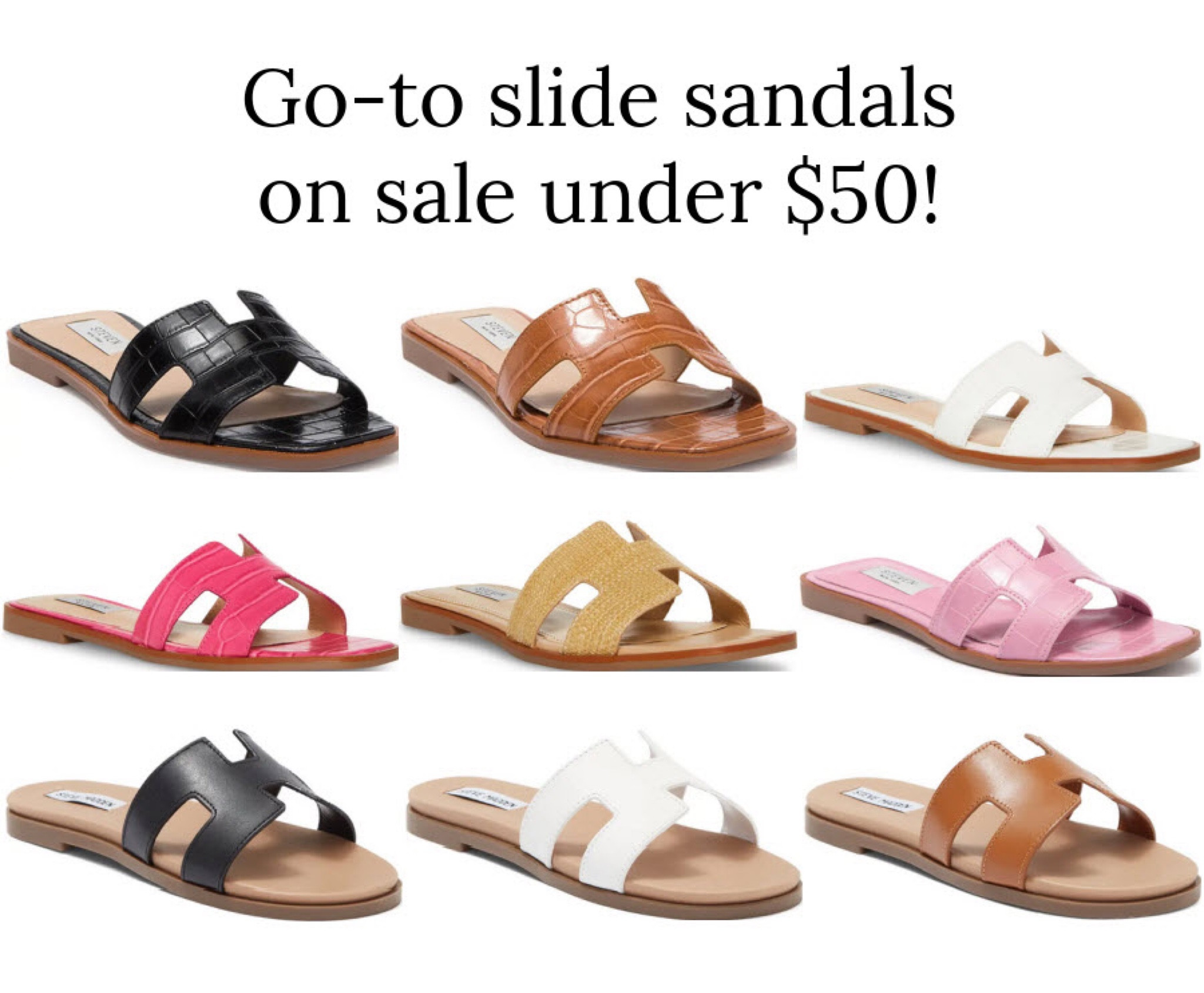 My go-to slide sandals are on major sale! 
.
Hermes look for less H sandals white sandals tan sandals black sandals pink sandals raffia sandals

#LTKunder50 #LTKsalealert #LTKshoecrush