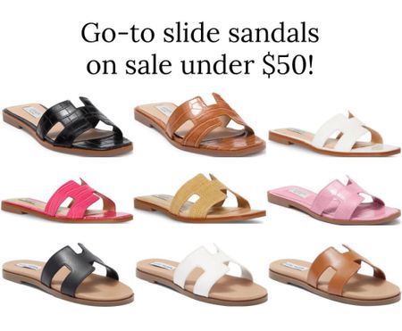 My go-to slide sandals are on major sale! 
.
Hermes look for less H sandals white sandals tan sandals black sandals pink sandals raffia sandals

#LTKunder50 #LTKsalealert #LTKshoecrush
