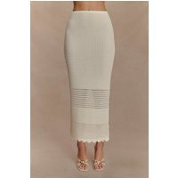 Madeline Scallop Knit Midi Skirt - Ivory I MESHKI I Size XXS | MESHKI US