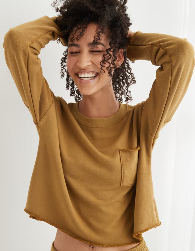 Aerie Sunday Soft Cropped Crew Sweatshirt | American Eagle Outfitters (US & CA)