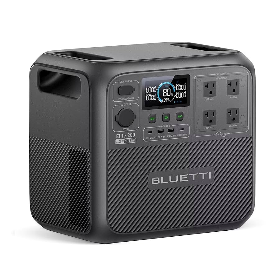 BLUETTI Solar Generator Elite 200 V2, 2073.6Wh LFP Battery Backup w/ 4 2600W AC Outlets (3900W Po... | Amazon (US)