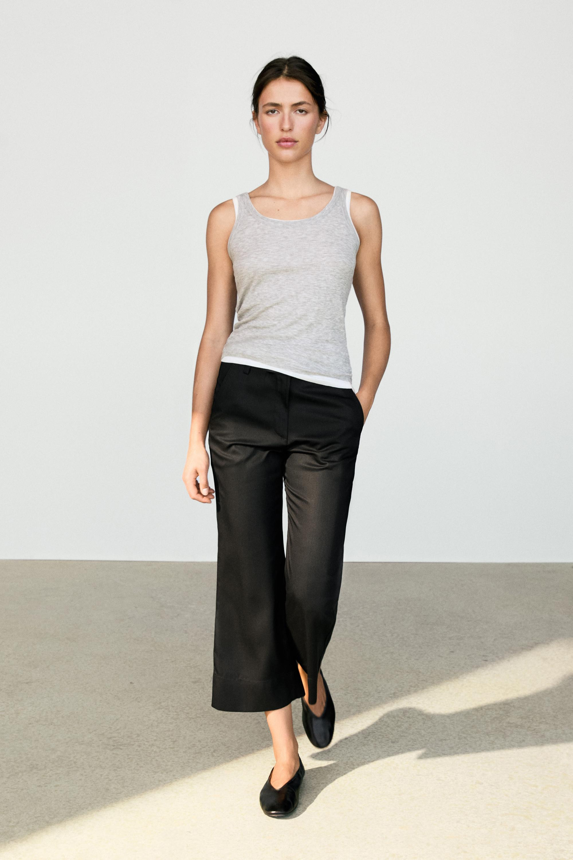 Cropped flare pants | Massimo Dutti UK