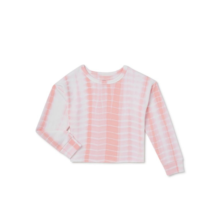 Wonder Nation Girls' Cut-Off Tie-Dye Sweatshirt, Sizes 4-18 & Plus | Walmart (US)