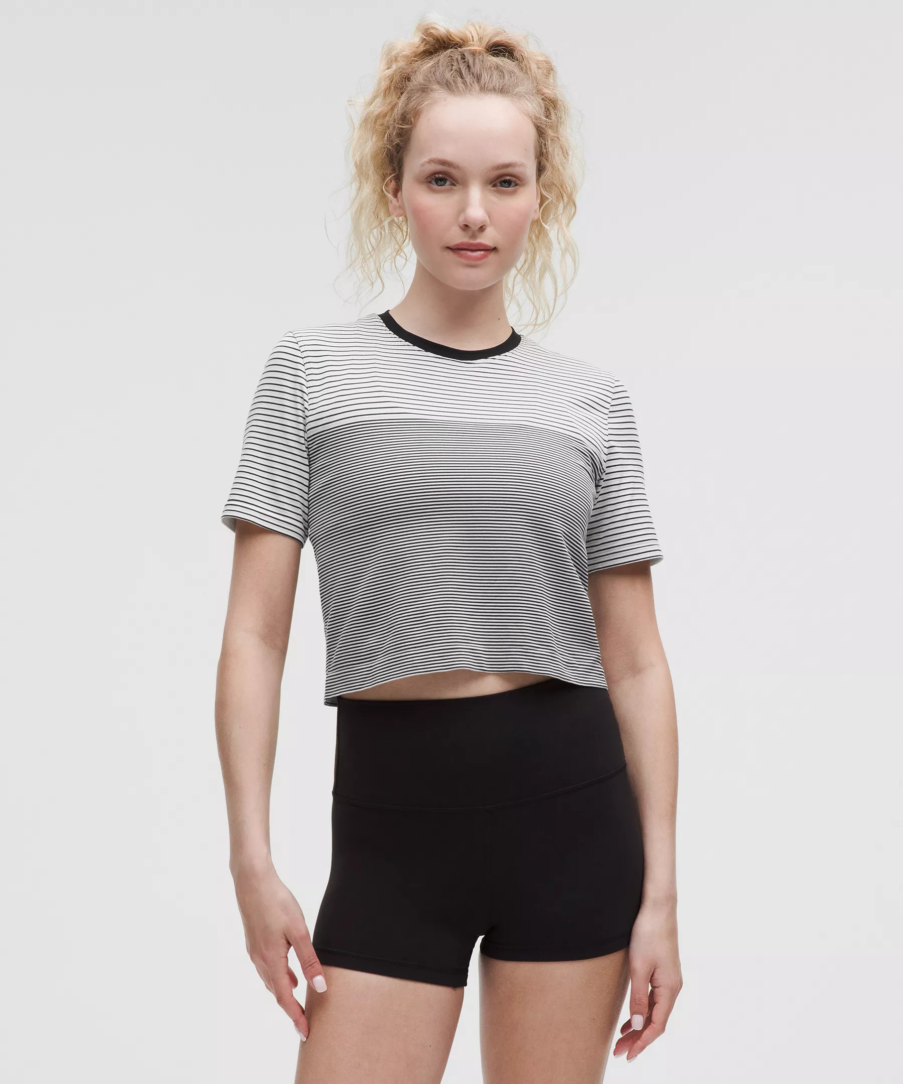 Seamless Classic-Fit Mariner Stripe Cropped T-Shirt | Lululemon (US)