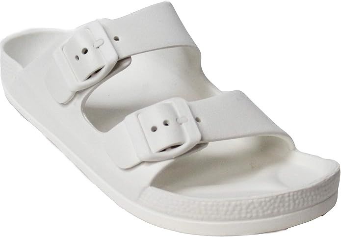 H2K Women's Lightweight Comfort Soft Slides EVA Adjustable Double Buckle Flat Sandals Buddy | Amazon (US)