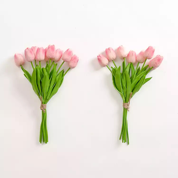 New! Pink Real Touch Tulip Bouquets, Set of 2 | Kirkland's Home