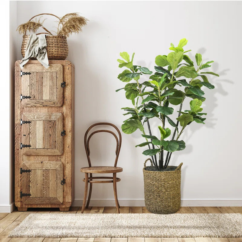 66'' Faux Fiddle Leaf Fig Tree in Wicker/Rattan Basket | Joss & Main