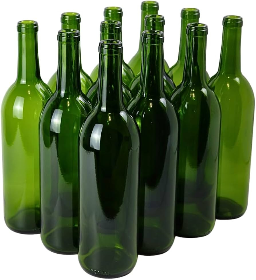 FastRack - 750ml Green Wine Bottles (Pack of 12), Bordeaux Liquor Bottles, Green Wine Bottles, W5... | Amazon (US)