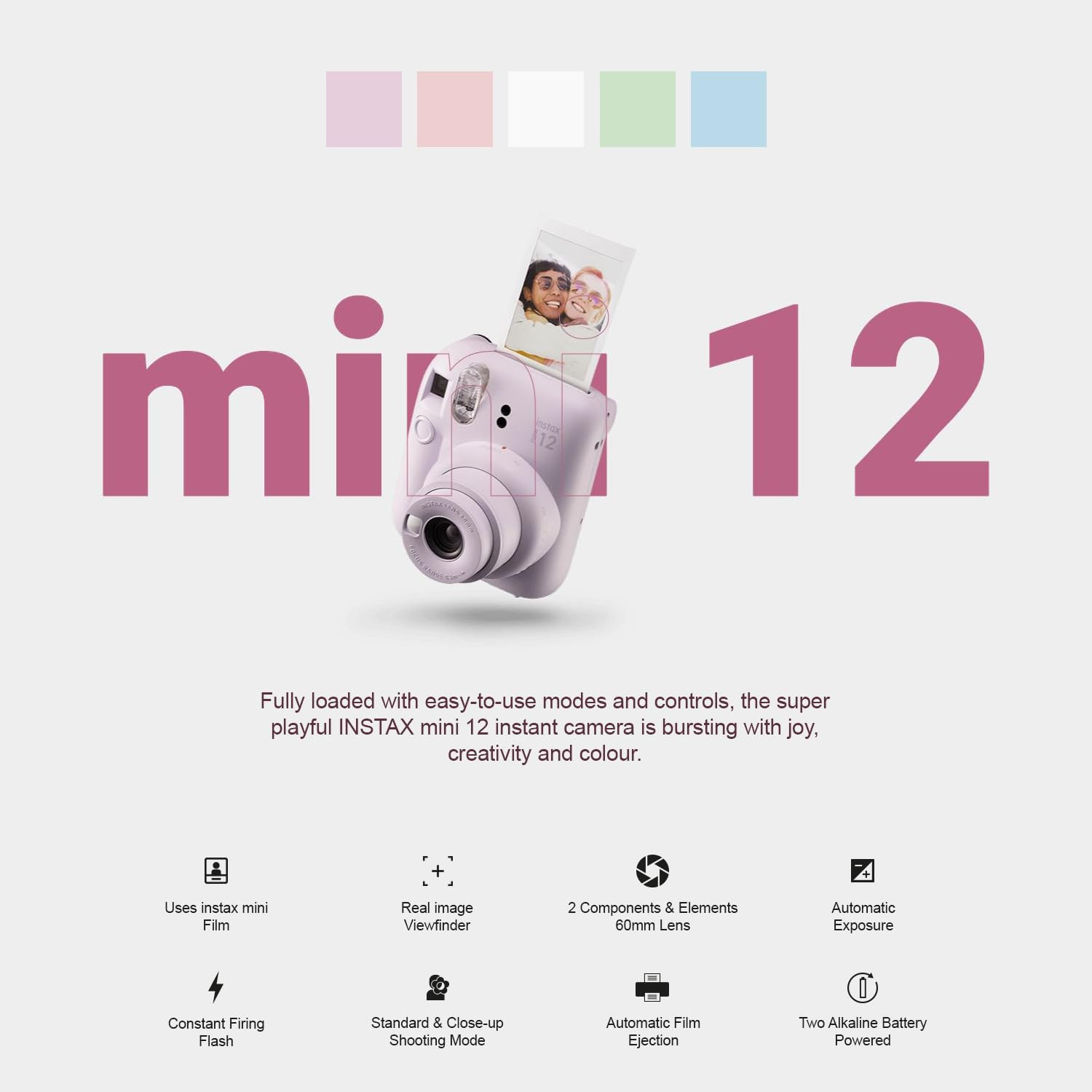 Fujifilm Instax Mini 12 Instant Camera + MiniMate Accessory Bundle & Compatible Custom Case + Fuj... | Amazon (US)