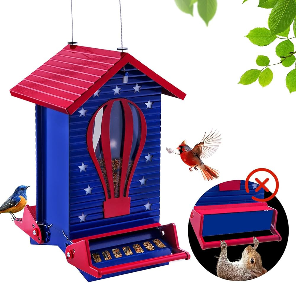 Squirrel Proof Bird Feeder, Metal Bird Seed House Feeders for Outdoors Weight -Activated Protecti... | Amazon (US)