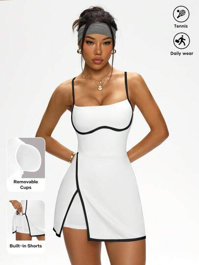 Slayform Women's Casual Outdoor Simple Contrast Color Strap Sports Dress | SHEIN