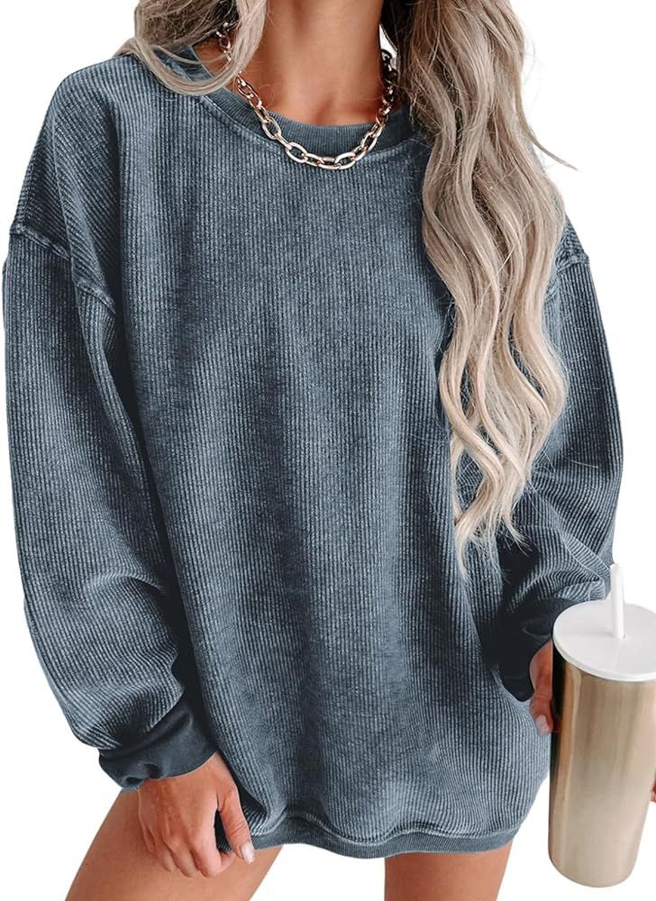 Acelitt Women Casual Oversized Long Sleeve Crewneck Sweatshirt Pullover Tops, S-XXL | Amazon (US)