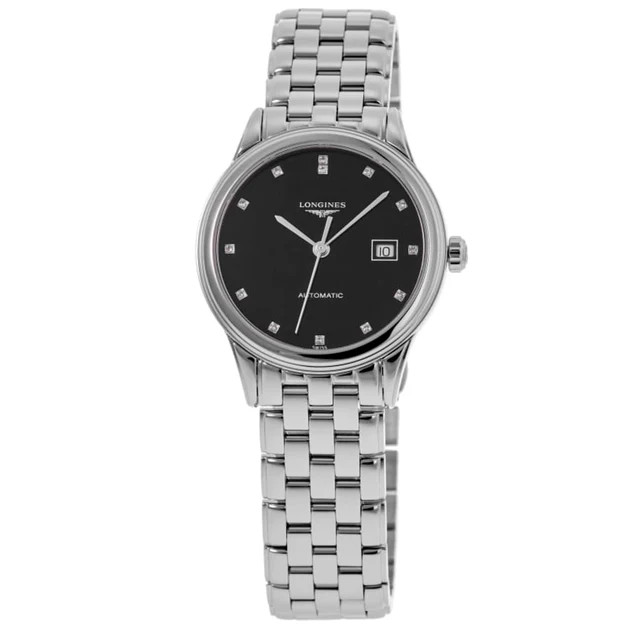 Longines Flagship Automatic 30mm Black Diamond Dial Steel Women's Watch | Shop Simon