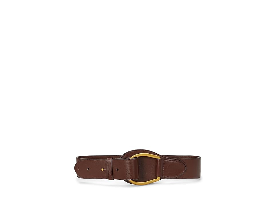 Lauren Ralph Lauren Wide Ring Equestrian-Belt-Wide Women's Belts Dark Mahogany : XL (40" Waist), Brass | Zappos