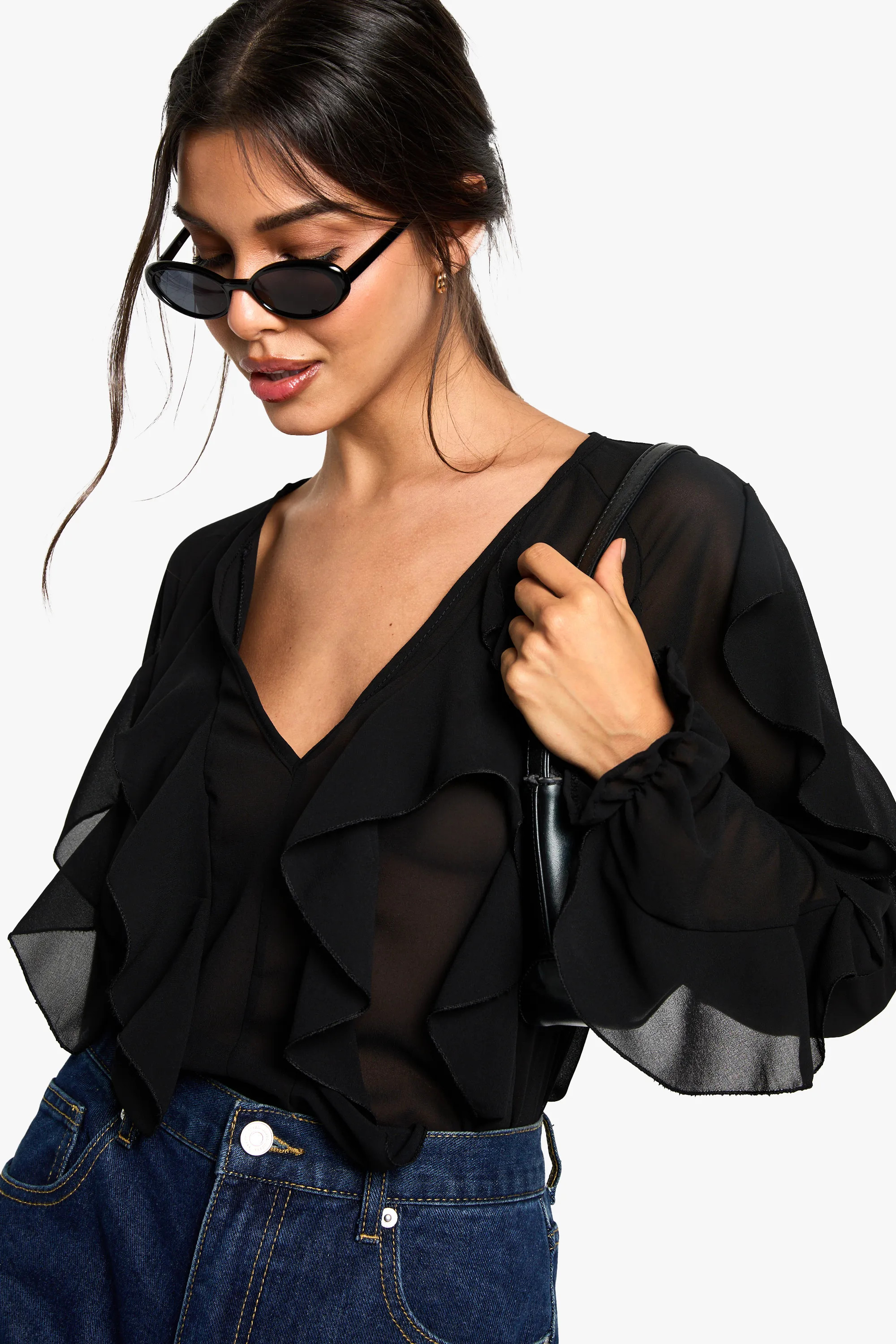 Tops | Blouse met ruches | boohoo | Boohoo.com (NL)