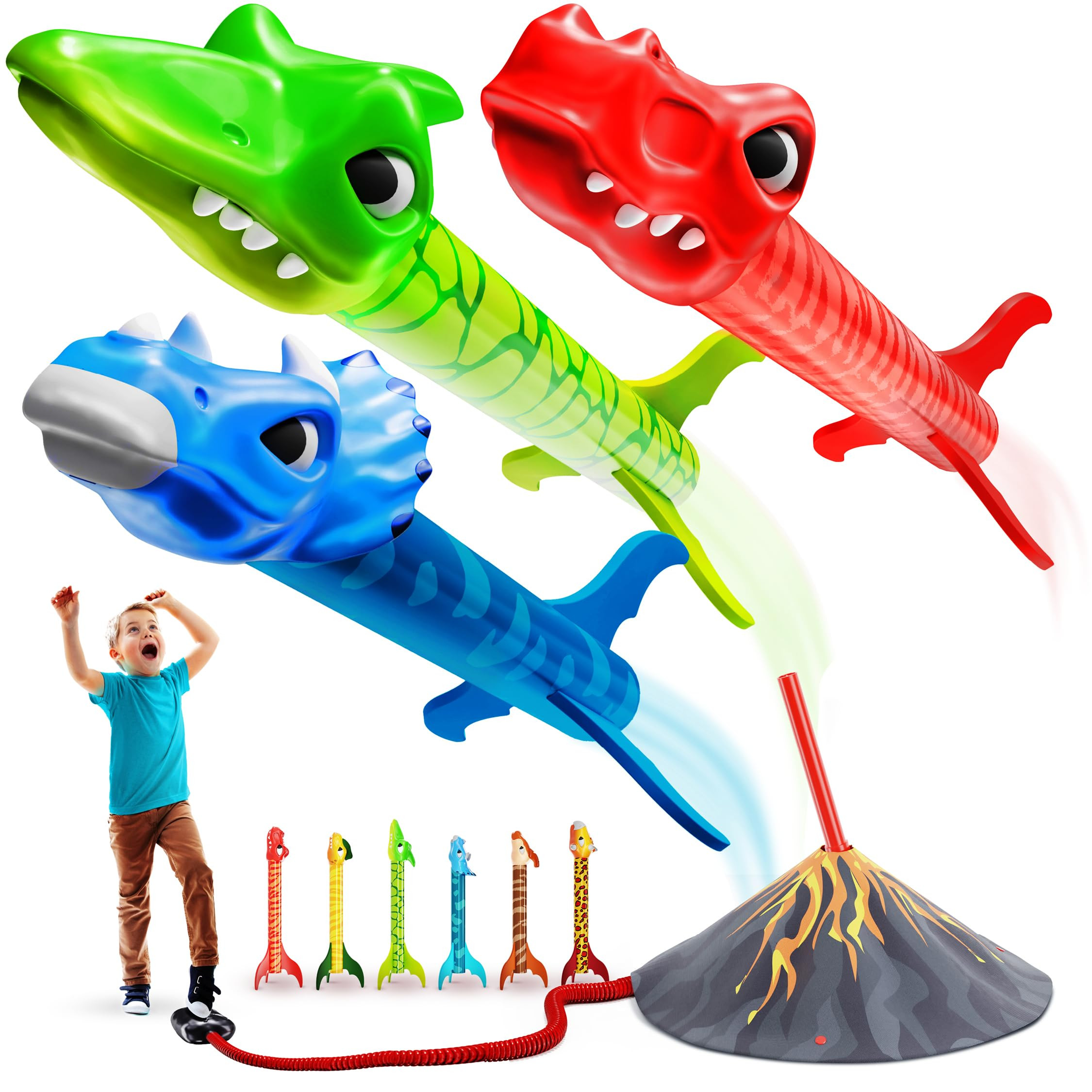 Dinosaur Toy Rocket Launcher for Kids - Toys for Kids 3-5 5-7 4-6 - Outdoor Toys for Kid Ages 4-8... | Amazon (US)