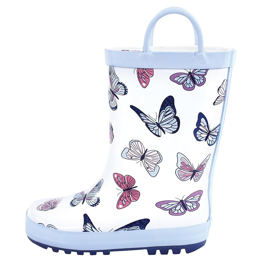Hudson Baby Infant Girls Rain Boots, Blue Butterflies, 8 Toddler | Amazon (US)