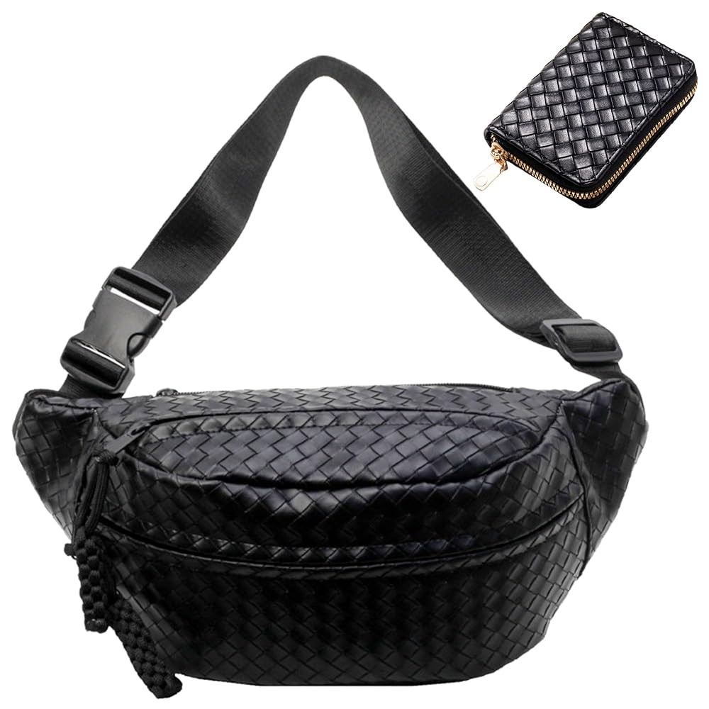 Woven PU Leather Fanny Packs for Men and Women, Stylish Shoulder Sling Crossbody Purse Adjustable... | Amazon (US)