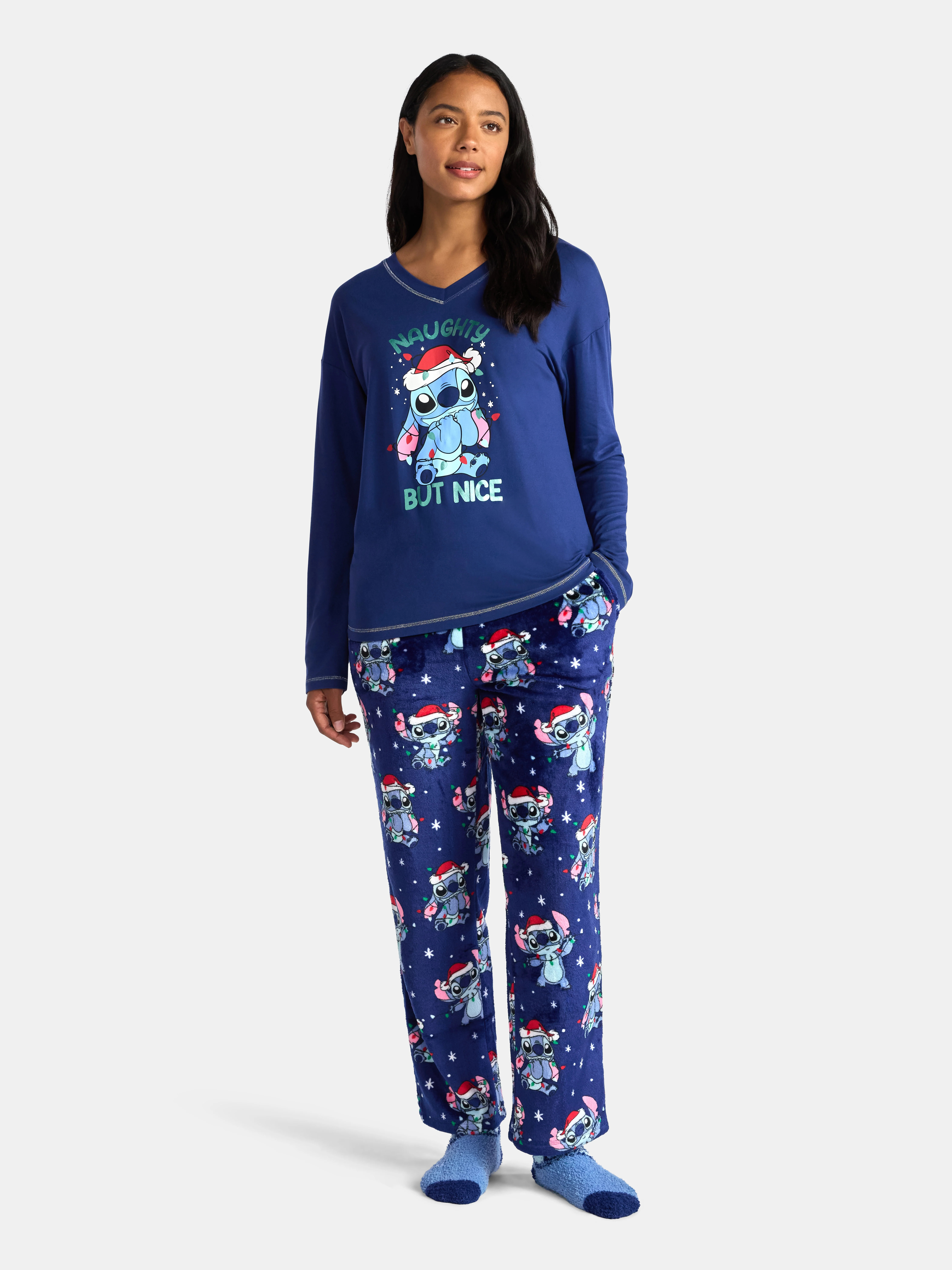 Disney Stitch Women's and Women’s Plus Top, Pants and Socks Holiday Sleep Gift Set, 3-Piece, Si... | Walmart (US)