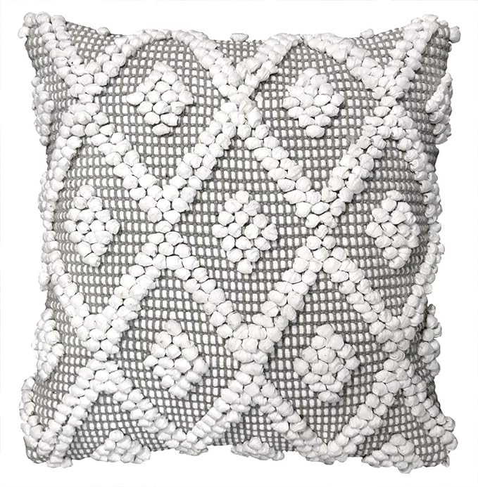 Lush Decor Adelyn Decorative Throw Pillow Cover, 20" W x 20" L, Gray - Square Pillow - Gray Diamo... | Amazon (US)