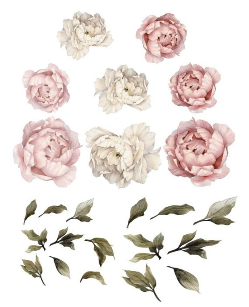 Peony flower - Girls Nursery Decals - Baby Girls Decor - Baby Girls Room - Baby Pink - Nursery Wa... | Etsy (US)