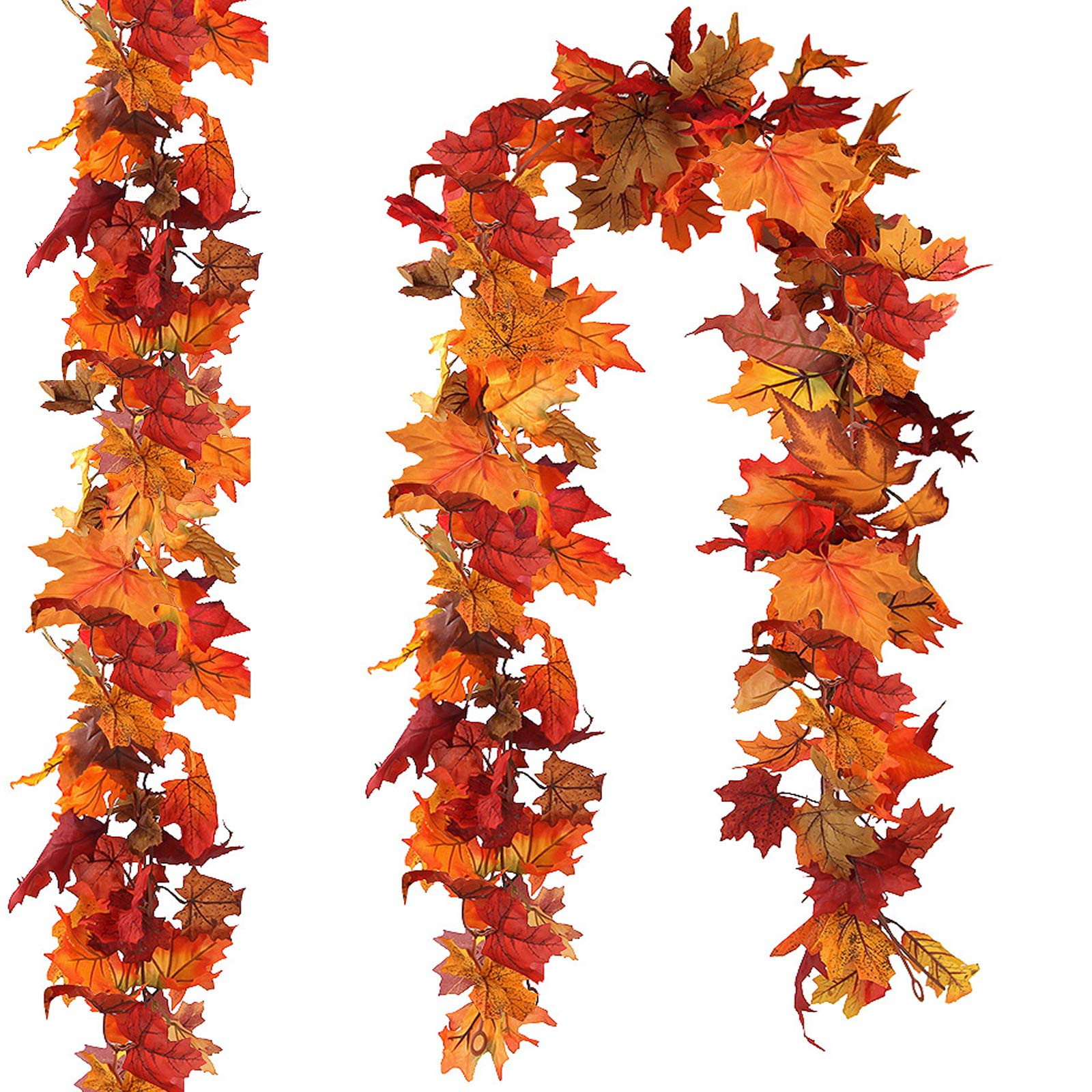 CQURE 2 Pack Artificial Autumn Fall Maple Leaf Garland, 5.9Ft/Piece Fall Leaves Hanging Vine Arti... | Amazon (UK)
