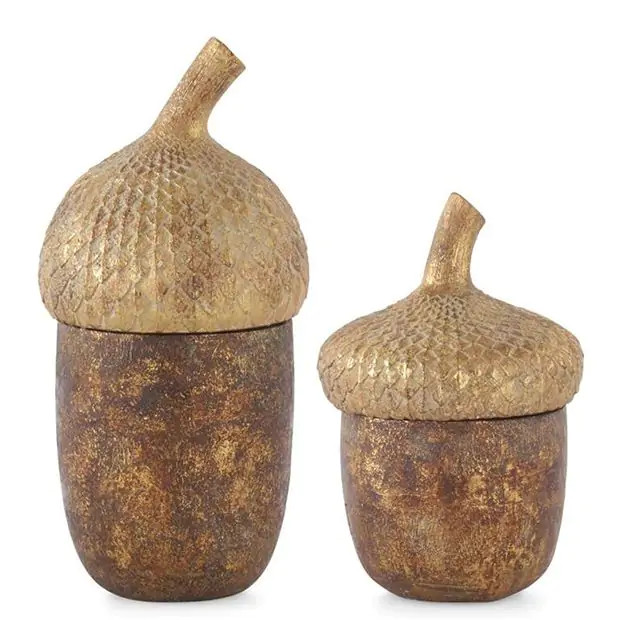 Elegant Acorn Lidded Containers Set of 2 | Antique Farm House