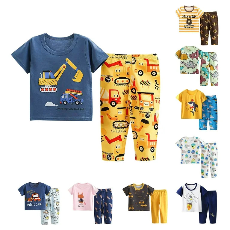 Summer Savings Clearance 2025 Bovxnpu Boys Girls Cotton Pajamas Sets, Toddler Boys 2 Piece Lounge... | Walmart (US)