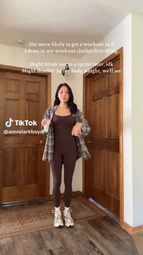 Target All in Motion brown active jumpsuit styled with New Balance 408 sneakers and white ankle socks — the perfect neutral athleisure outfit for everyday wear! 

 #LTKActive