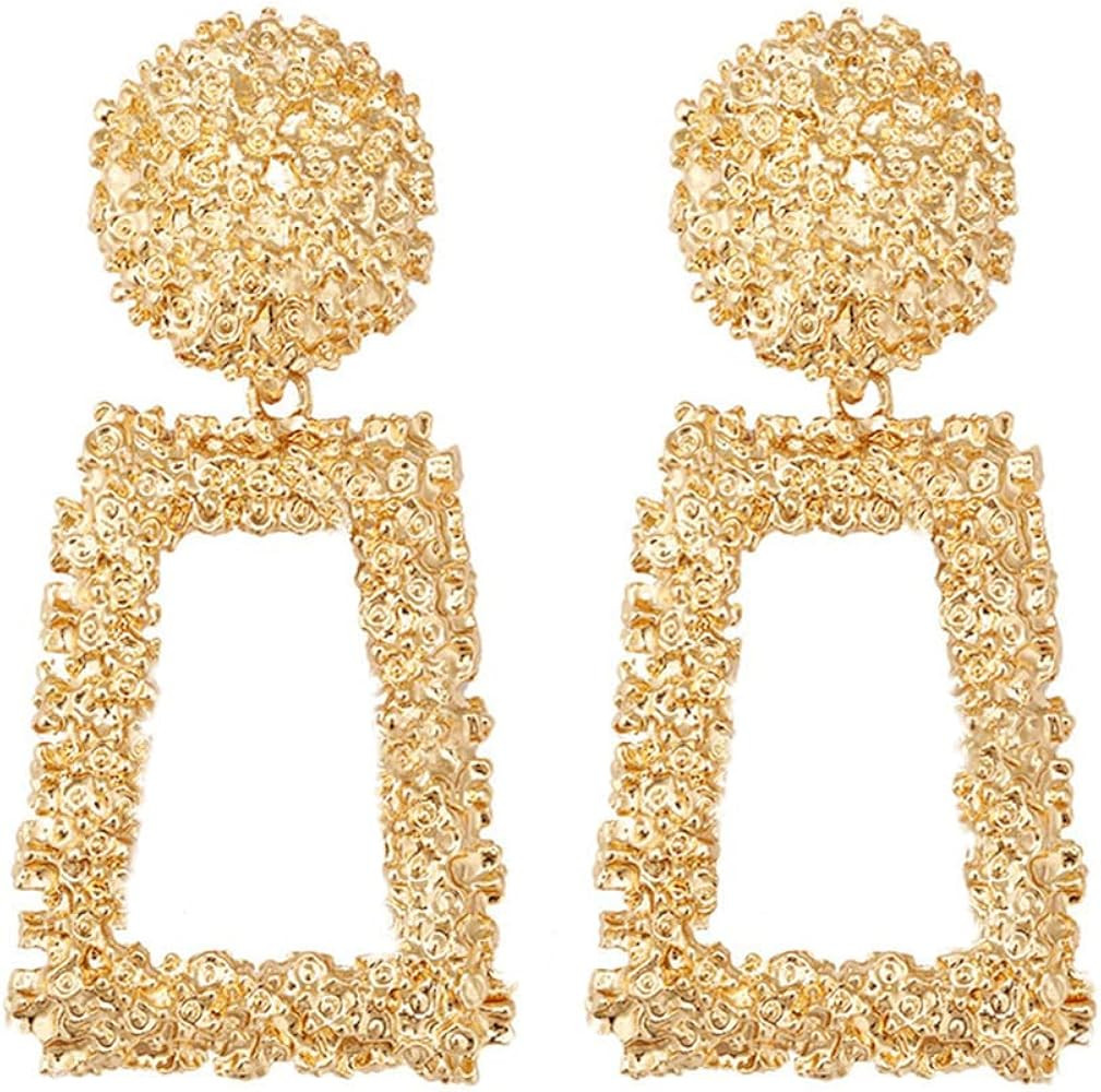 Ginkgo Leaf Flower Earrings, Gold Geometric Statement Earring, Big Fashion Design Boho Drop Dangl... | Amazon (US)