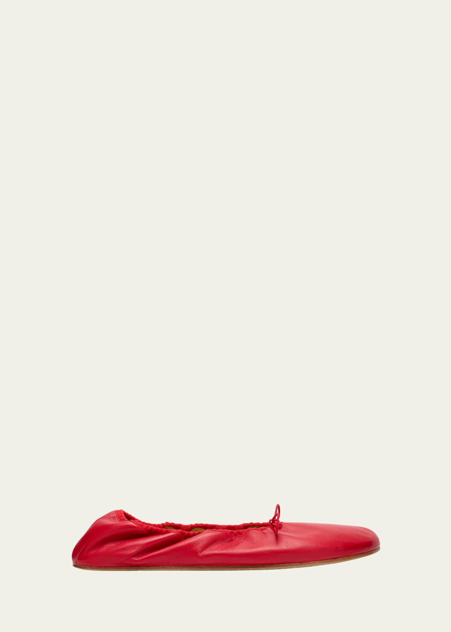 THE ROW Leather Bow Ballerina Flats | Bergdorf Goodman