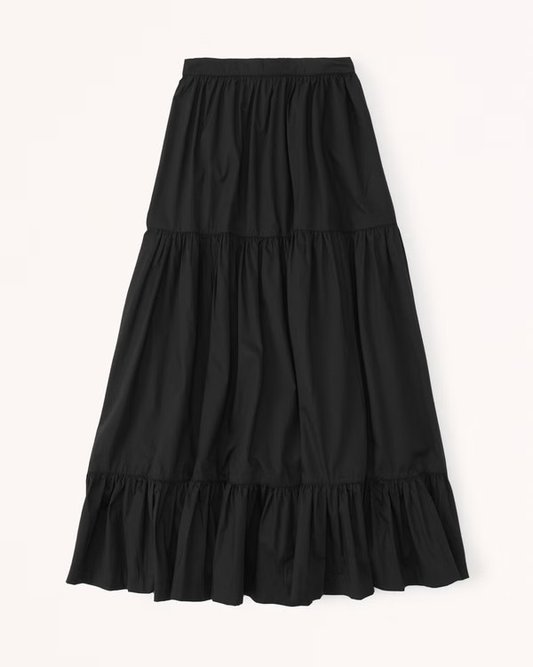 Women's Resort Tiered Poplin Maxi Skirt | Women's New Arrivals | Abercrombie.com | Abercrombie & Fitch (US)