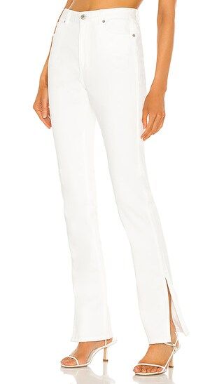 Nina Denim Pants with Slit in White | Revolve Clothing (Global)