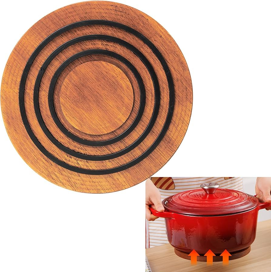 Magnetic Wooden Trivet, 8″, Acacia Walnut Wood, Compatible with le creuset Cast Iron Dutch Oven... | Amazon (US)