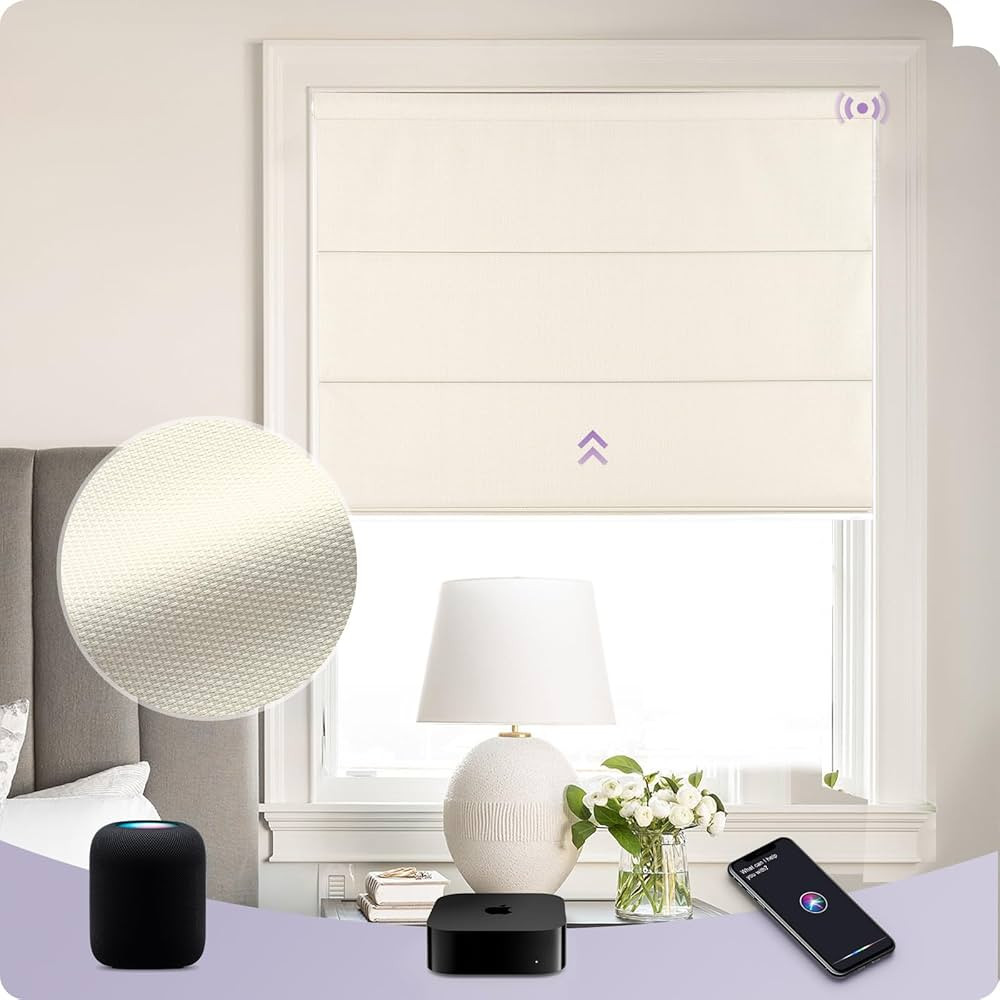 Graywind HomeKit Smart Roman Shades Eve Powered Siri Voice Control Home App Rechargeable Blackout... | Amazon (US)