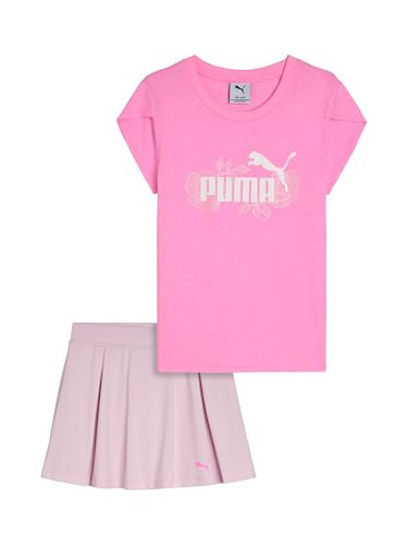 PUMA Girl's Short Sleeve T-Shirt & Skort Set, Pixel Pink, 5 | Amazon (US)
