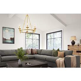 Stiffel Hartley 28" Wide Warm Antique Gold 6-Light Ring Chandelier | www.lampsplus.com | Lamps Plus