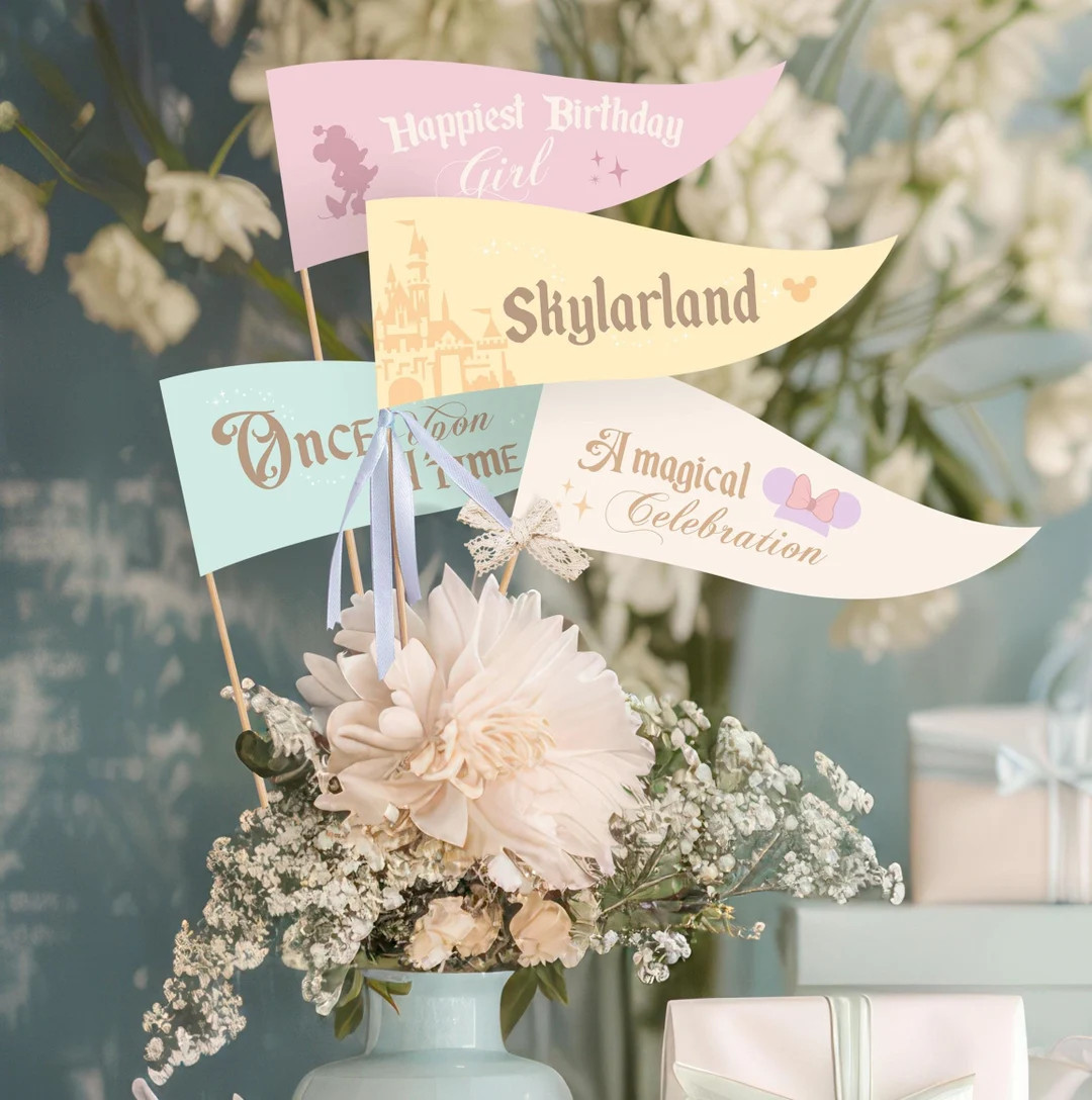 Editable Happiest Birthday on Earth Pennants, Mickey Banners, Minnie Birthday Decorations, Disney... | Etsy (US)