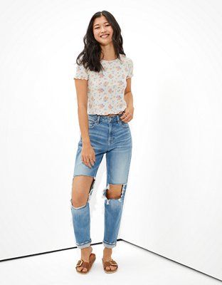 AE Floral Waffle Baby Tee | American Eagle Outfitters (US & CA)