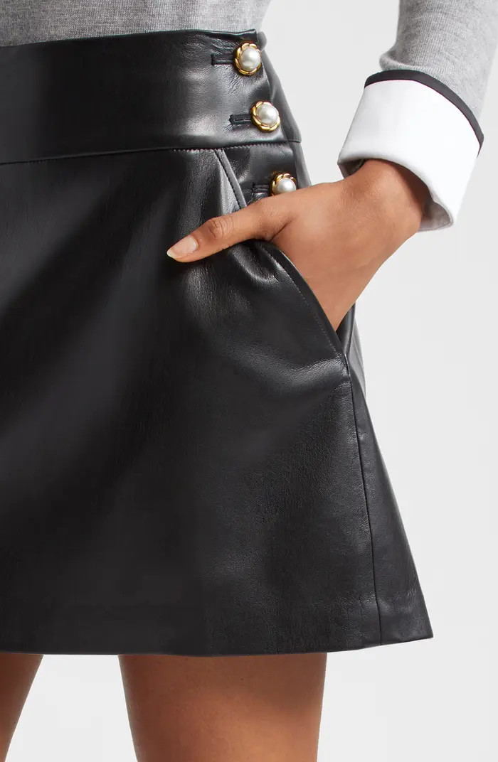Alice + Olivia Donald Side Button Faux Leather Miniskirt | Nordstrom | Nordstrom