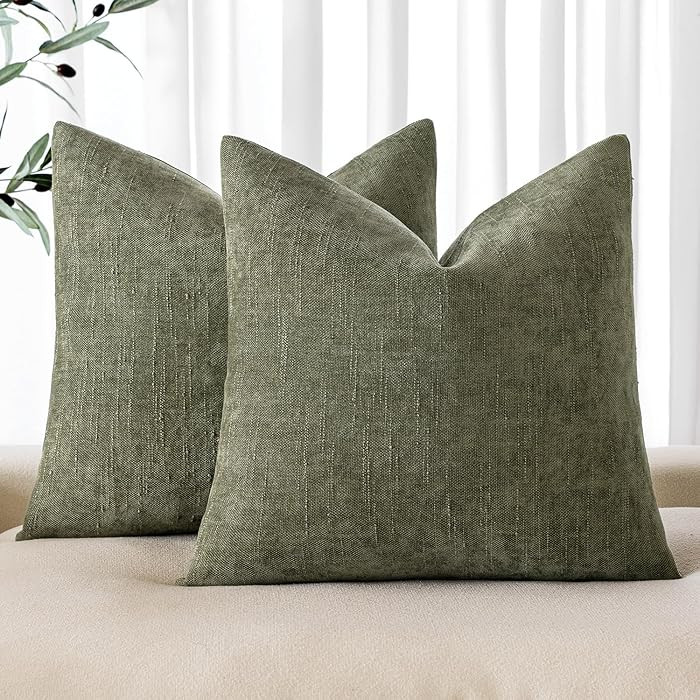 MIULEE Pack of 2 Decorative Throw Pillow Covers Soft Chenille Christmas Throw Pillows Solid Textu... | Amazon (US)