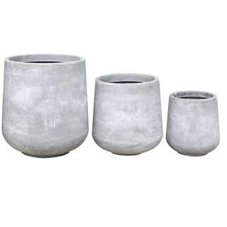 KANTE 17.3 in. Tall Natural Lightweight Concrete Footed Tulip Outdoor Round Planter (Set of 3) RF... | The Home Depot