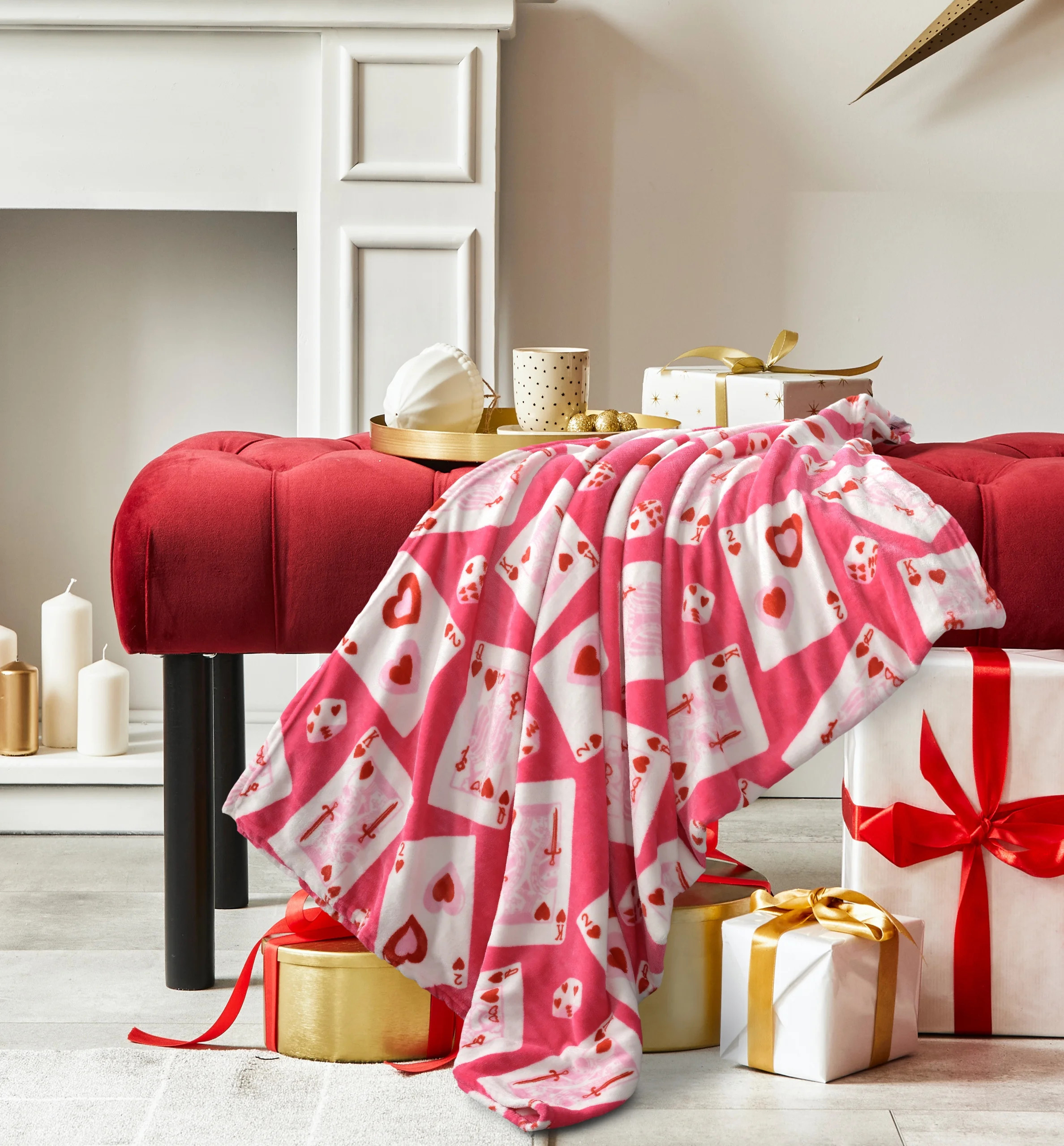 Way to Celebrate Super Soft Cozy Valentines Day Oversize Plush Throw Blankets, Cards | Walmart (US)